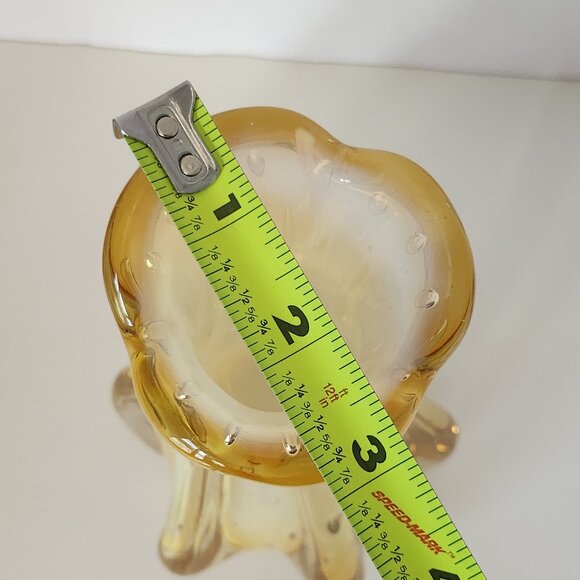 MURANO Italy Art Glass Yellow Opaline Vase Controlled Bubble Vintage 8.25" - Picture 8 of 12